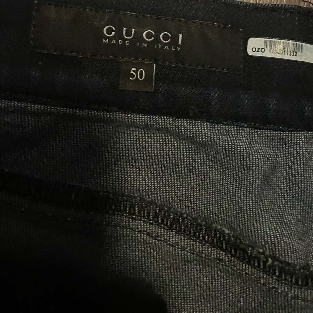 Gucci Dark Blue Moto Skinny/Tapered Leg Jean.